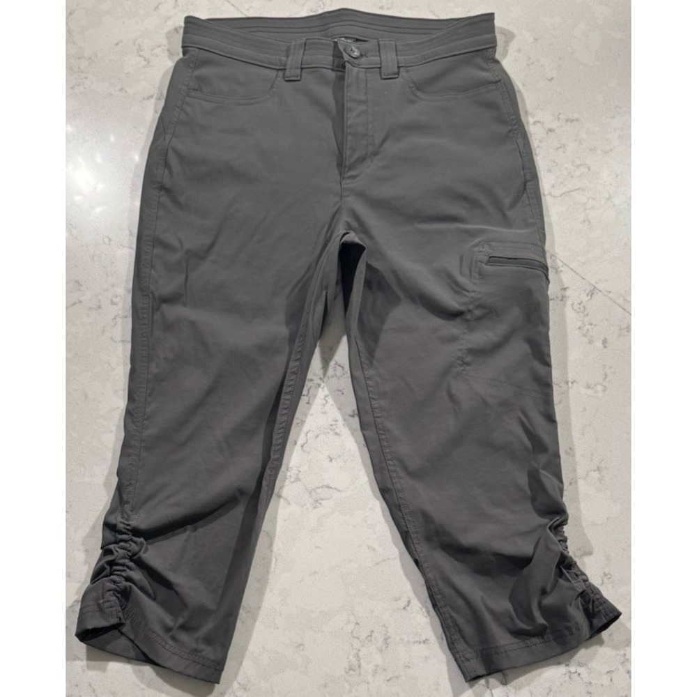 Eddie Bauer Rainier Capri Pants Womens 8 Gray Nylon Stretch Cargo Hiking Crop